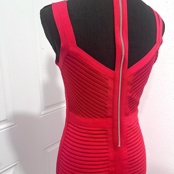 Guess Red Bodycon Midi Dress Mock Neck Sleeveless M - Picture 9 of 15